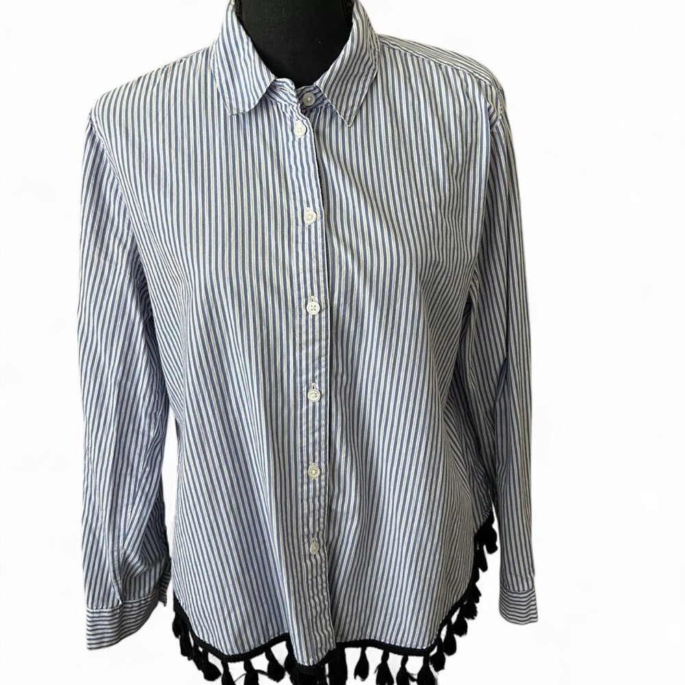 Who What Wear Blue and White Striped Shirt